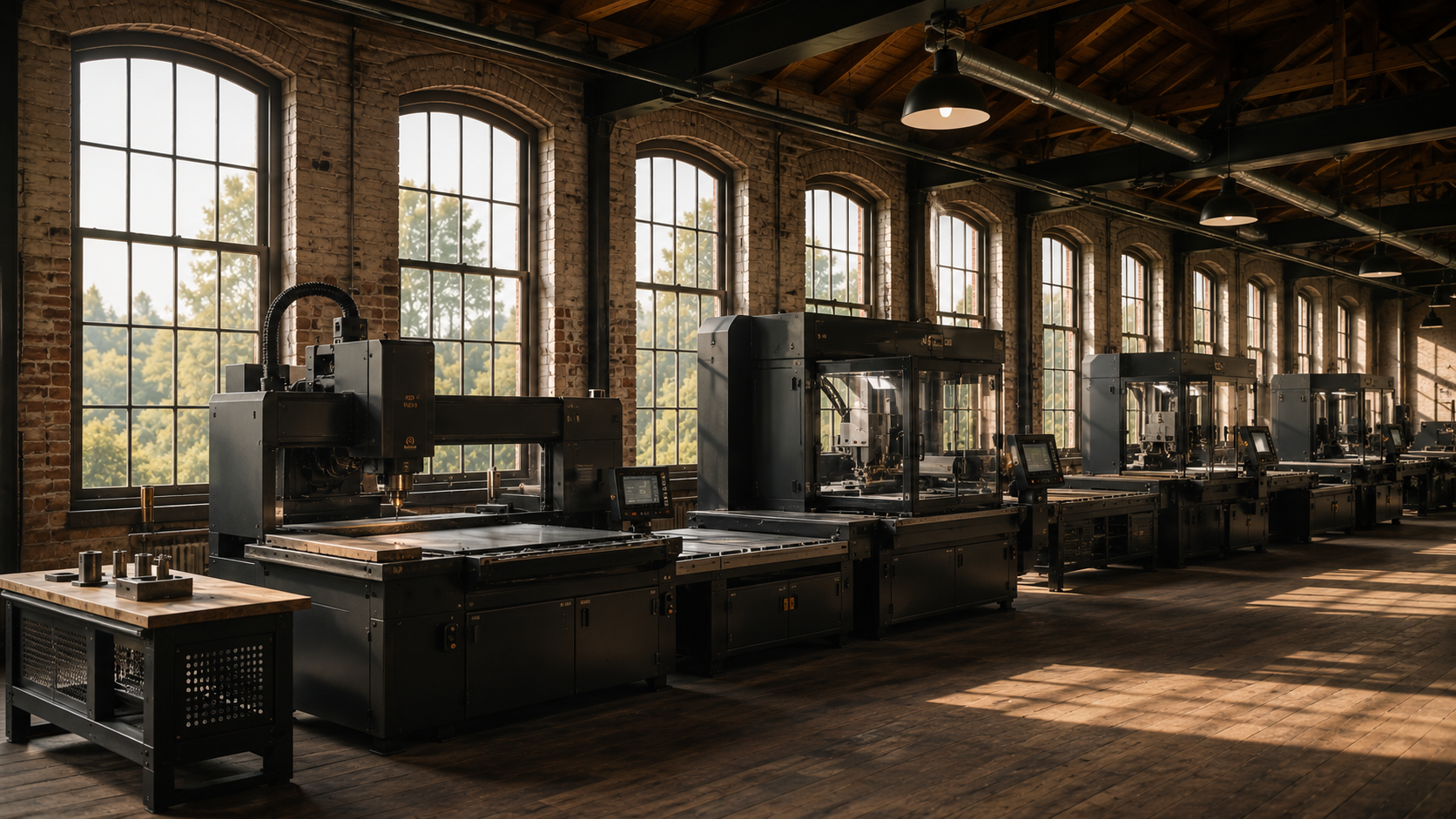 Maskinhall i historisk industribyggnad